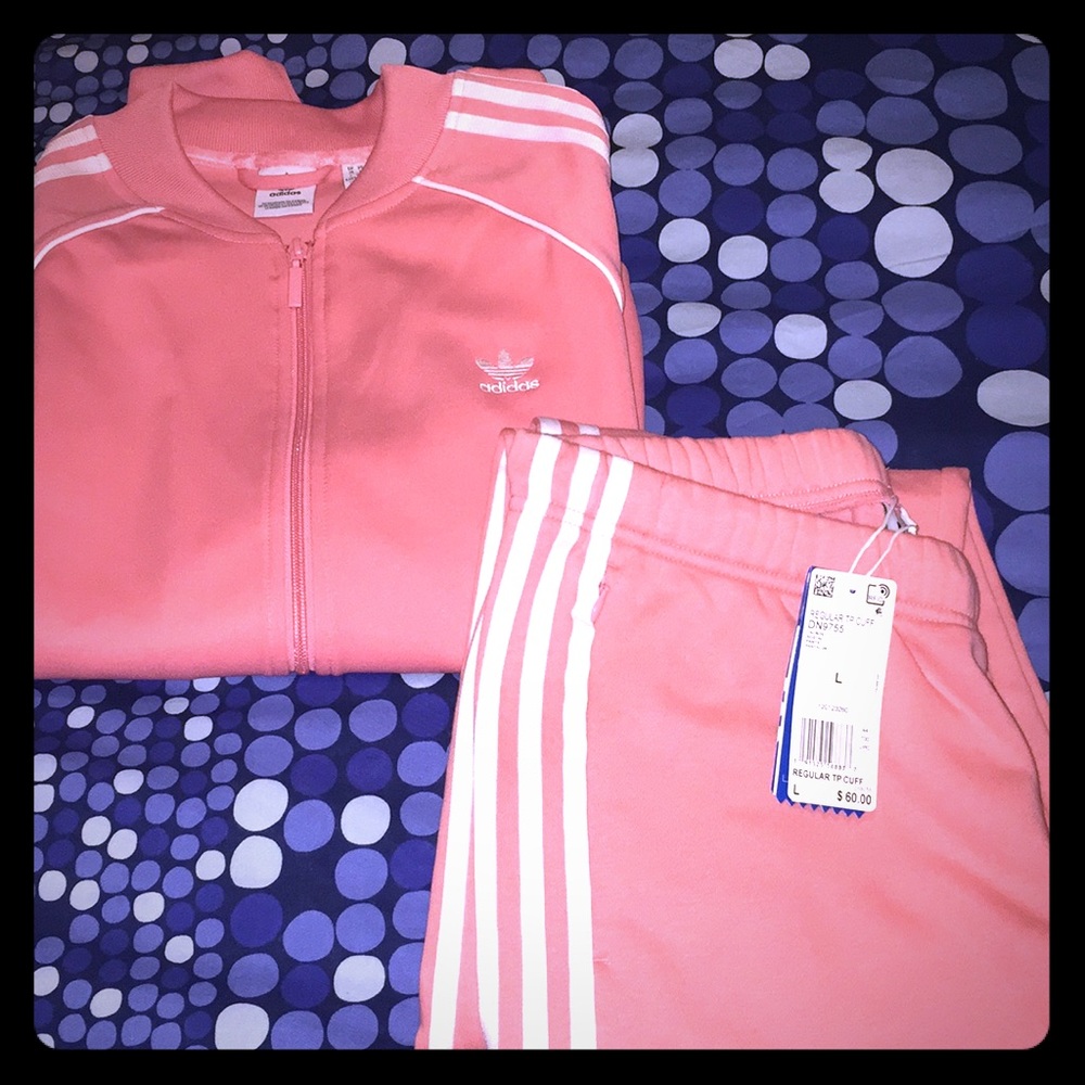 Adidas NWT 2pc. Pink Track Suit Sz. Large